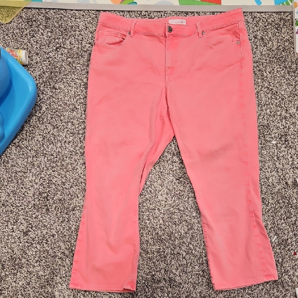 LOFT Coral Pink Cropped Ankle Jeans